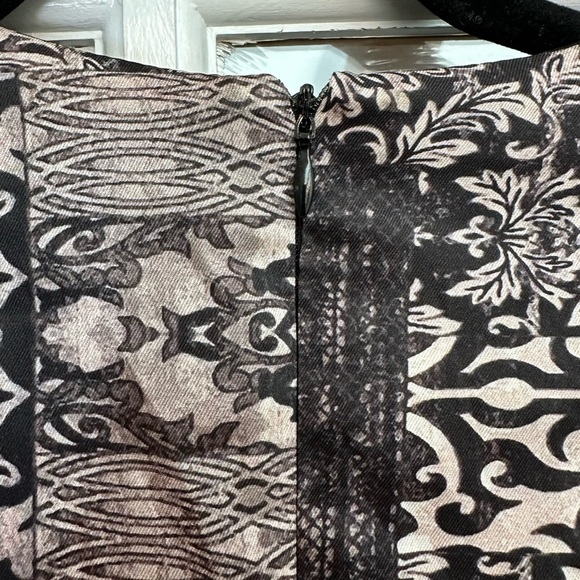 Barelli Black Grey Cream V-Neck Long Sleeve Wrap Gown Dress Size 6 Small S NWT - Picture 6 of 14